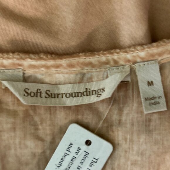 Soft Surroundings SZ M Pale Golden Washed Embroidered Tank Top Tunic - Picture 7 of 11